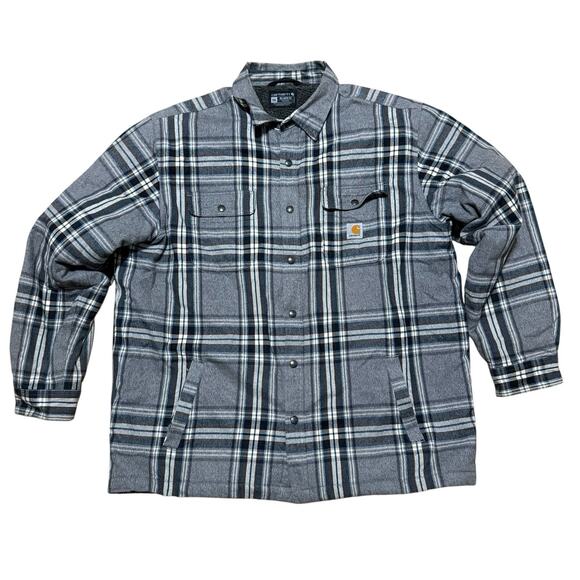 Carhartt Plaid Flannel Sherpa Lined Jacket Relaxed Fit Heavyweight Men Size XXL - Picture 1 of 9